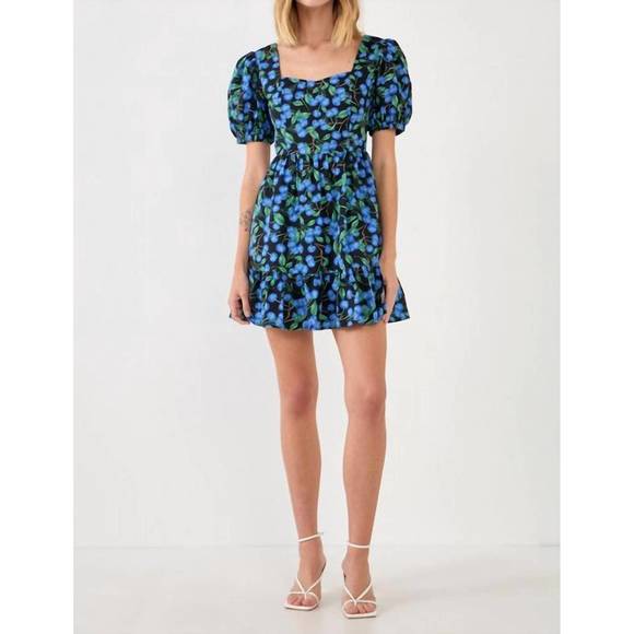 NEW ENGLISH FACTORY blueberry mini dress in blueberry print - Picture 4 of 5
